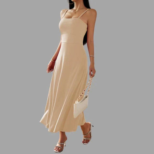 Women's Midi Dress - Sleeveless with Spaghetti Straps - Elegant and Lightweight - Flattering Fit