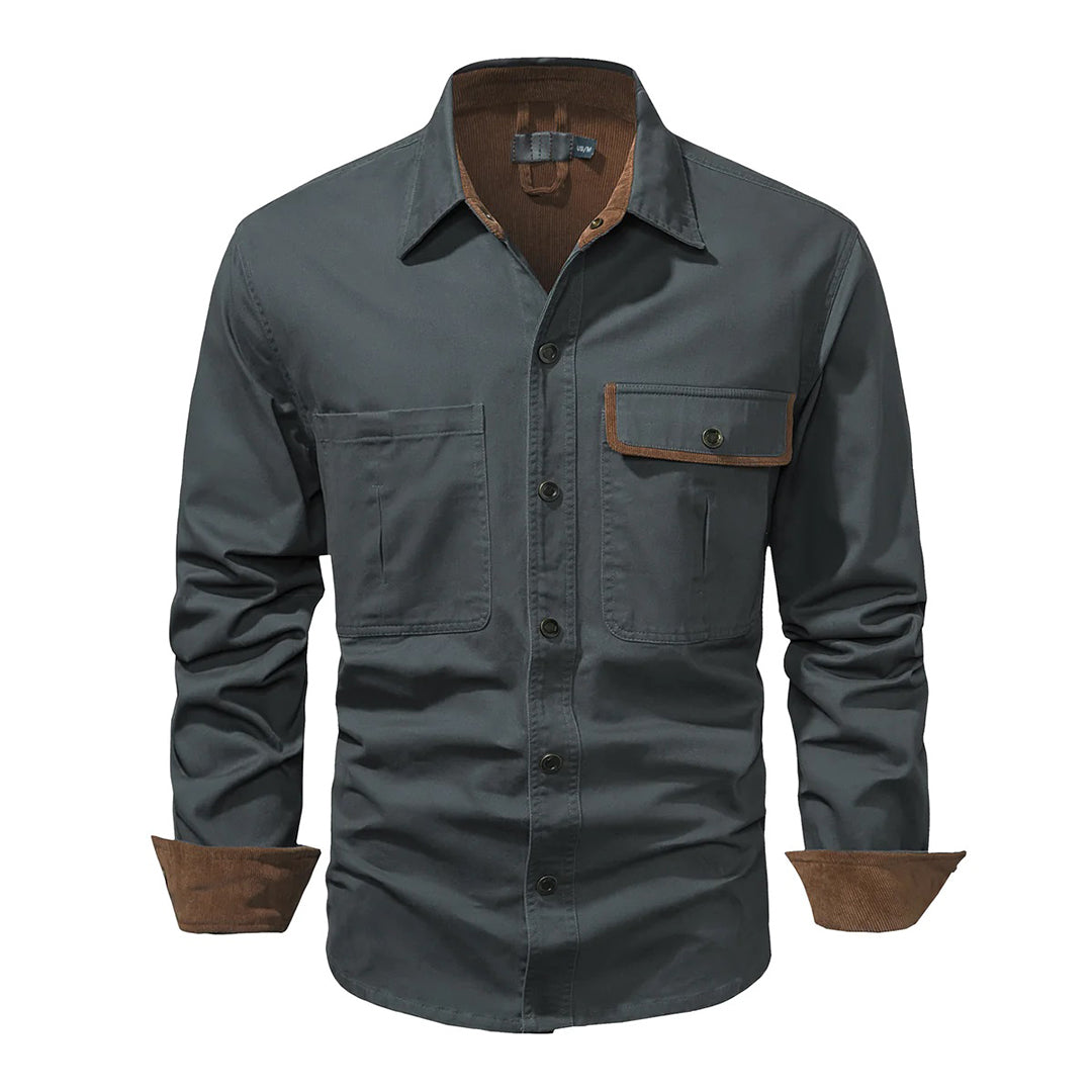 Men's Shirt - Button Closure - 100% Cotton - Casual Fit - Chest Pockets