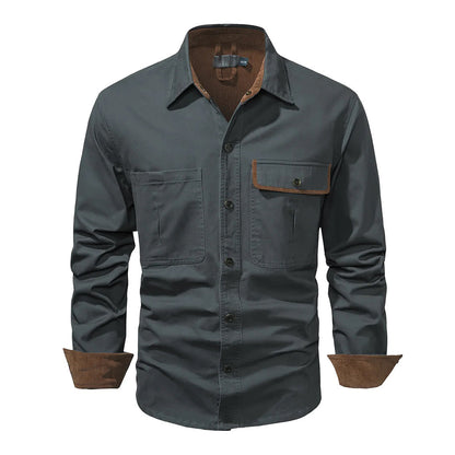 Men's Shirt - Button Closure - 100% Cotton - Casual Fit - Chest Pockets