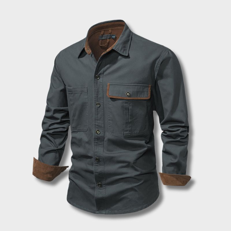 Men's Shirt - Button Closure - 100% Cotton - Casual Fit - Chest Pockets