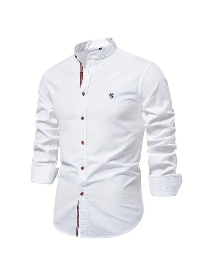 Men's Shirt - Slim Fit - Mandarin Collar - Long Sleeves - Lightweight Fabric