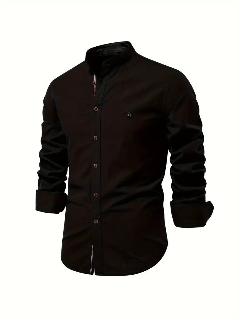 Men's Shirt - Slim Fit - Mandarin Collar - Long Sleeves - Lightweight Fabric