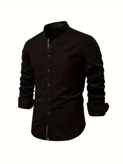 Men's Shirt - Slim Fit - Mandarin Collar - Long Sleeves - Lightweight Fabric
