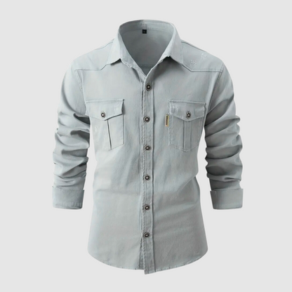 Men's Shirt - Button Closure - Regular Fit - Long Sleeves - Two Chest Pockets