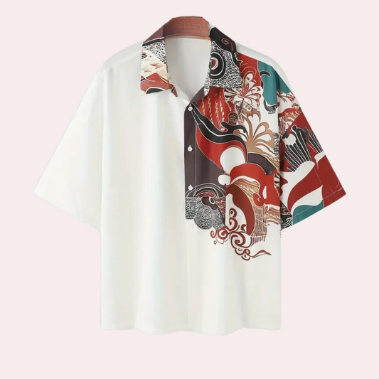 Men's Shirt - Short-Sleeved Buttoned - Unique Patterned Design - Casual Comfort