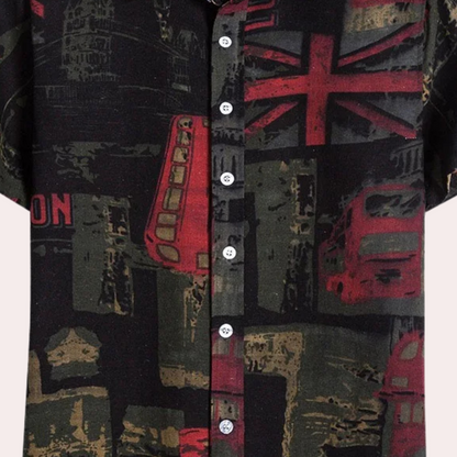 Men's Short-Sleeved Shirt - Breathable Cotton - Regular Fit - Classic Collar - Floral Pattern