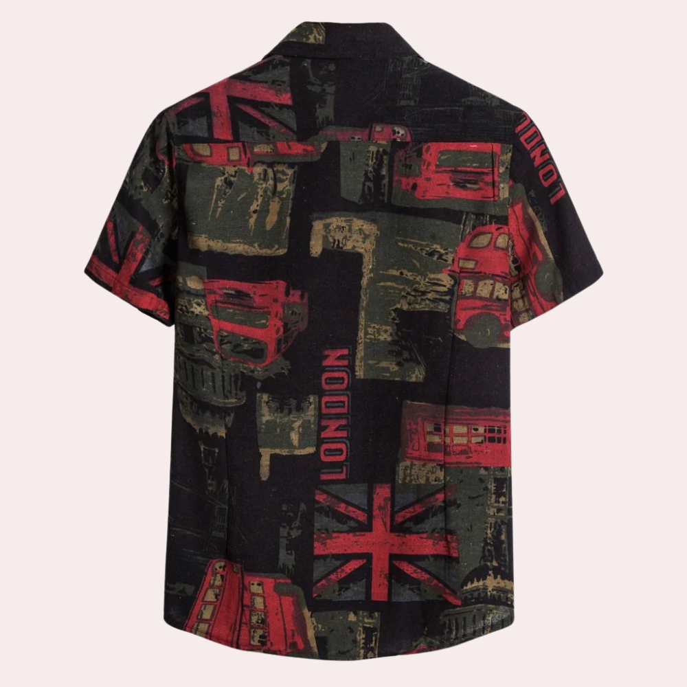 Men's Short-Sleeved Shirt - Breathable Cotton - Regular Fit - Classic Collar - Floral Pattern