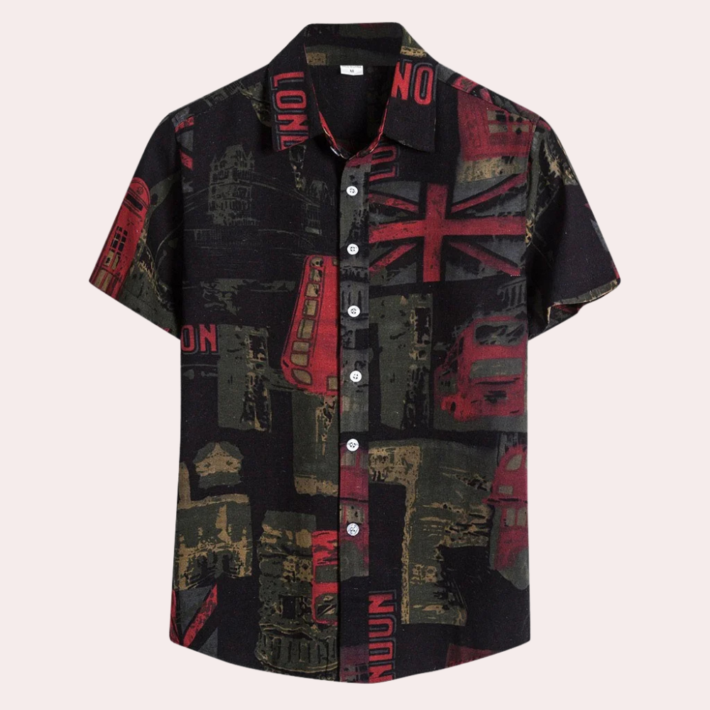 Men's Short-Sleeved Shirt - Breathable Cotton - Regular Fit - Classic Collar - Floral Pattern
