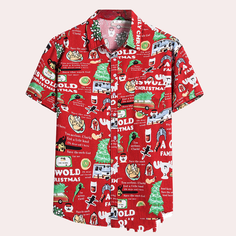 Men's Short-Sleeved Shirt - Breathable Cotton - Regular Fit - Classic Collar - Floral Pattern