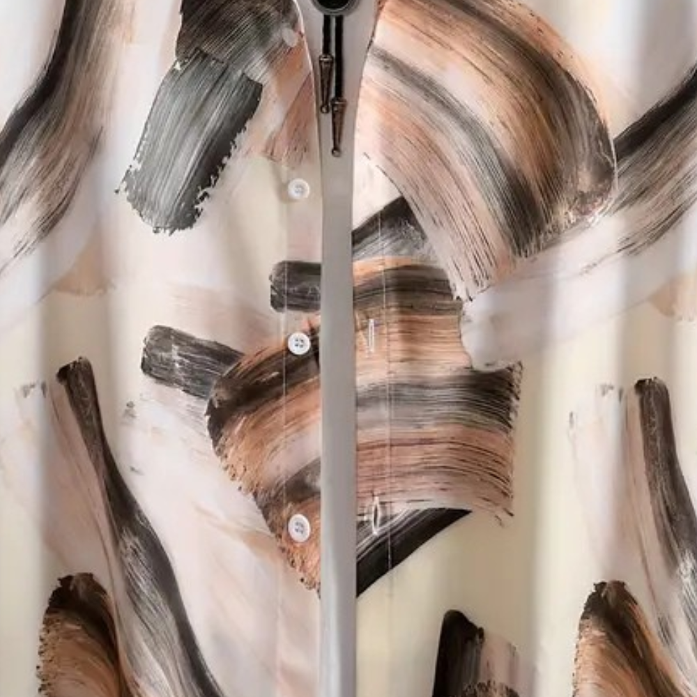 Men's Short-Sleeved Shirt - Relaxed Fit - Button Closure - Modern Patterned Design