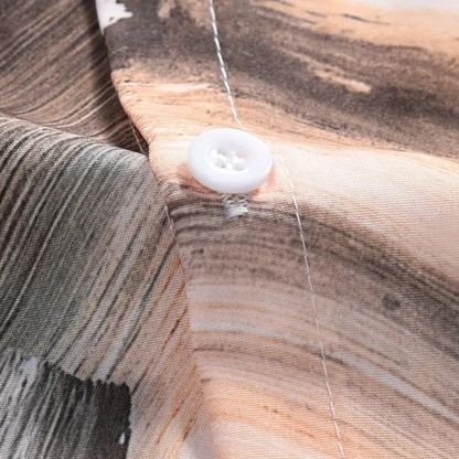 Men's Short-Sleeved Shirt - Relaxed Fit - Button Closure - Modern Patterned Design