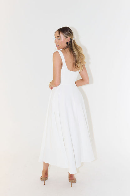 Women Dress - A-line Fit - Sleeveless with Square Neck - Elegant and Formal