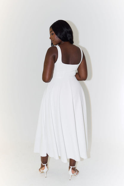 Women Dress - A-line Fit - Sleeveless with Square Neck - Elegant and Formal