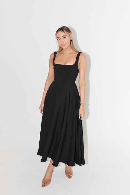 Women Dress - A-line Fit - Sleeveless with Square Neck - Elegant and Formal