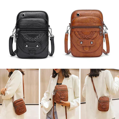 Olivia Structured Crossbody Phone Bag | Braided Detail Stud Embellishment Crossbody Phone Bag