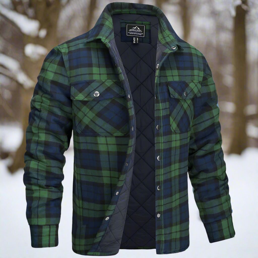 Oliver Quilted Check Relaxed Fit Shirt Jacket | Snap Closure Chest Pockets Shirt Jacket