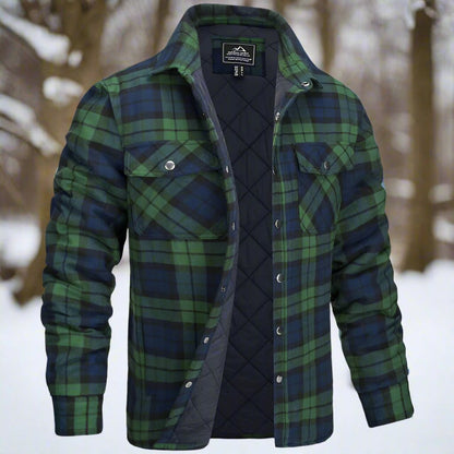 Oliver Quilted Check Relaxed Fit Shirt Jacket | Snap Closure Chest Pockets Shirt Jacket
