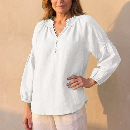 Relaxed Fit Button Front Blouse for Women – Comfortable Casual Elegance
