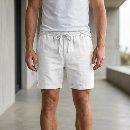 Relaxed Drawstring Linen Blend Shorts for Men – Lightweight Everyday Comfort
