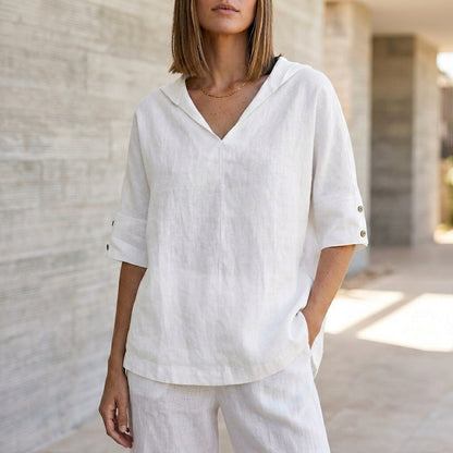 Relaxed Fit V-Neck Blouse for Women – Stylish Casual Comfort