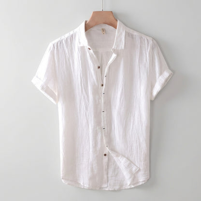 Relaxed Fit Collared Short Sleeve Button-Up Shirt for Men – Casual Comfortable Style
