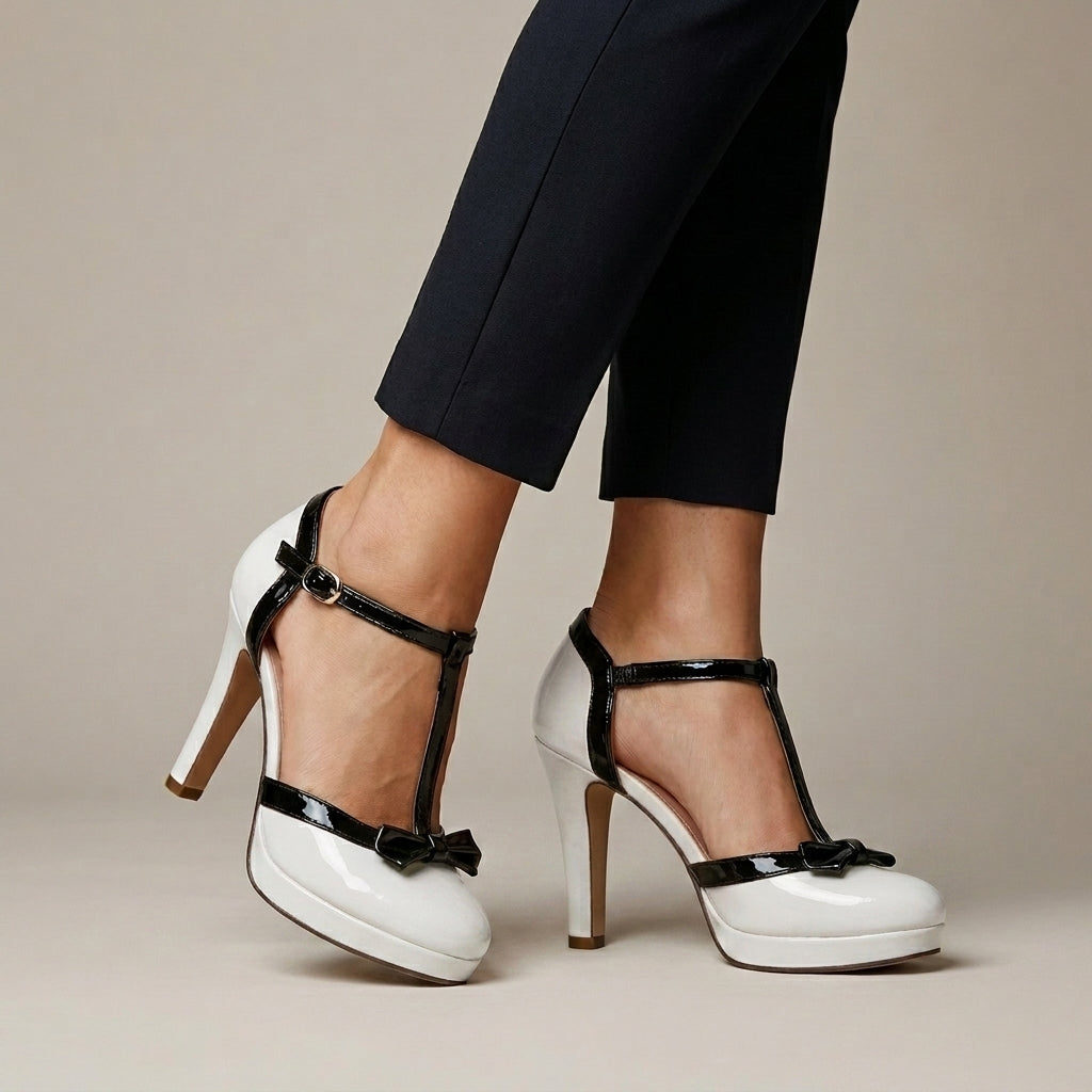 T-Strap Platform Heels for Women – Elegant Height & Timeless Style
