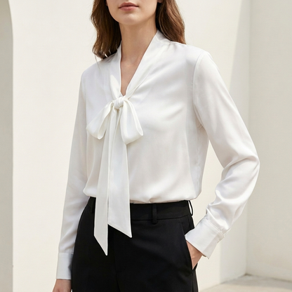 Tie Neck Regular Fit Blouse for Women – Elegant Professional Style