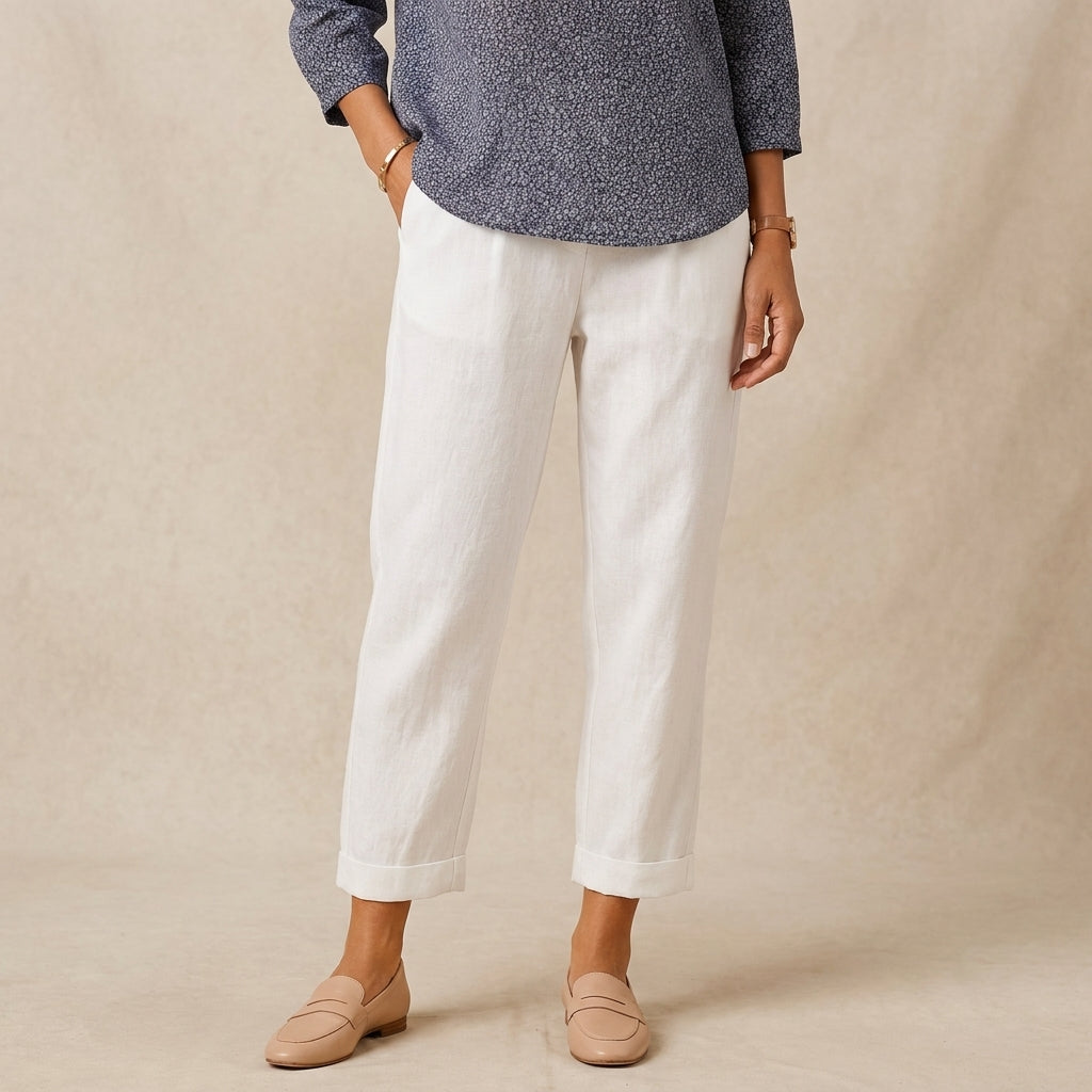 Relaxed Fit Cropped Trousers for Women – Casual Comfort & Style