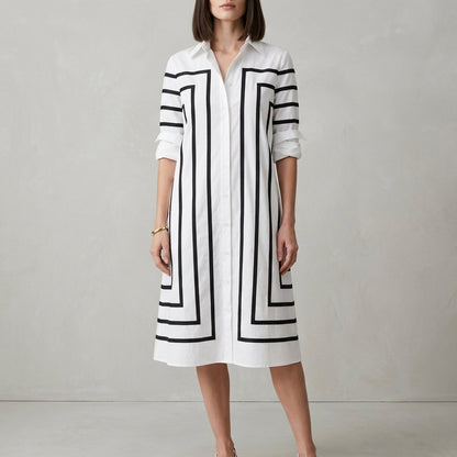 Geometric Print Shirt Dress for Women – Effortless Elegance & Everyday Comfort
