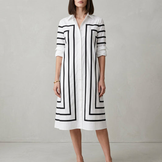 Geometric Print Shirt Dress for Women – Effortless Elegance & Everyday Comfort