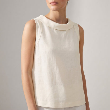 Relaxed Fit Draped Neckline Sleeveless Top for Women – Breathable Everyday Comfort