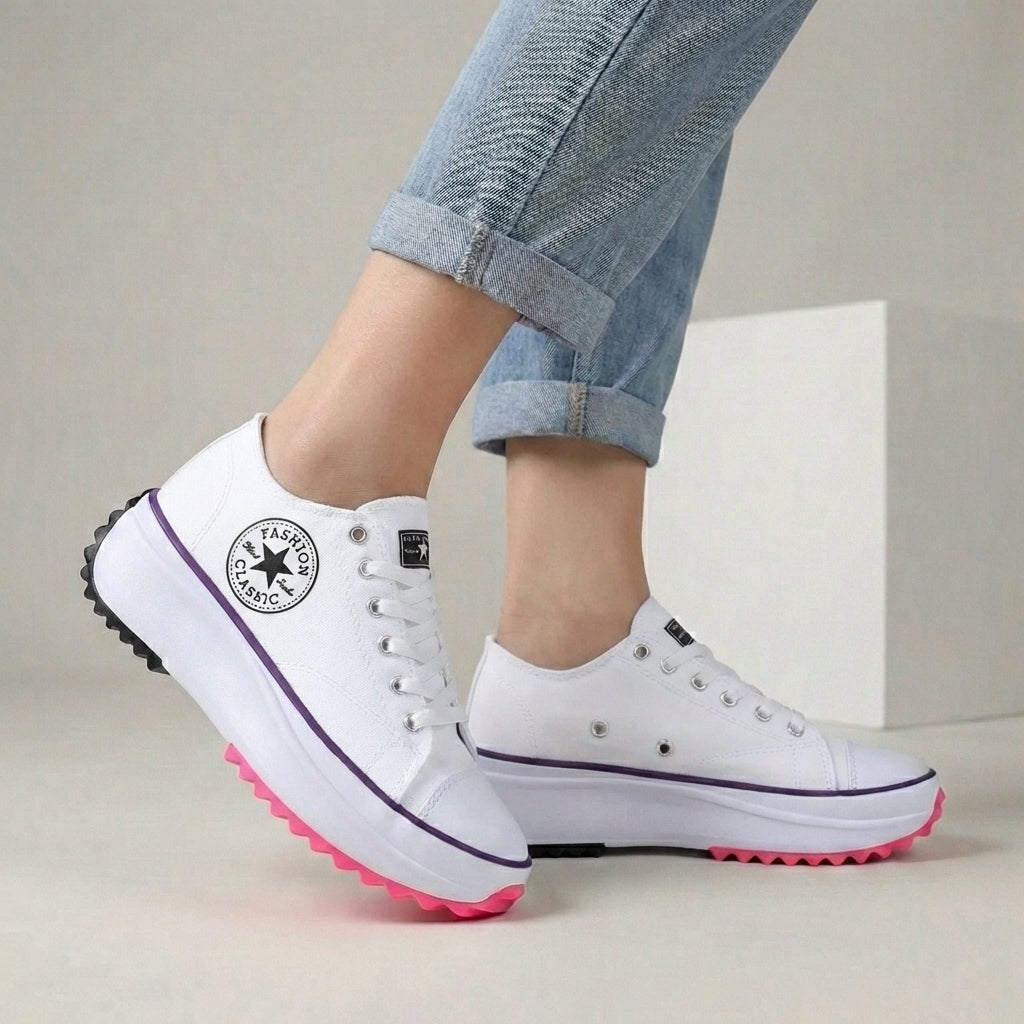 Platform Lace-Up Sneakers for Women – Everyday Comfort & Casual Style