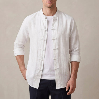 Relaxed Fit Band Collar Shirt for Men – Casual Comfort & Style