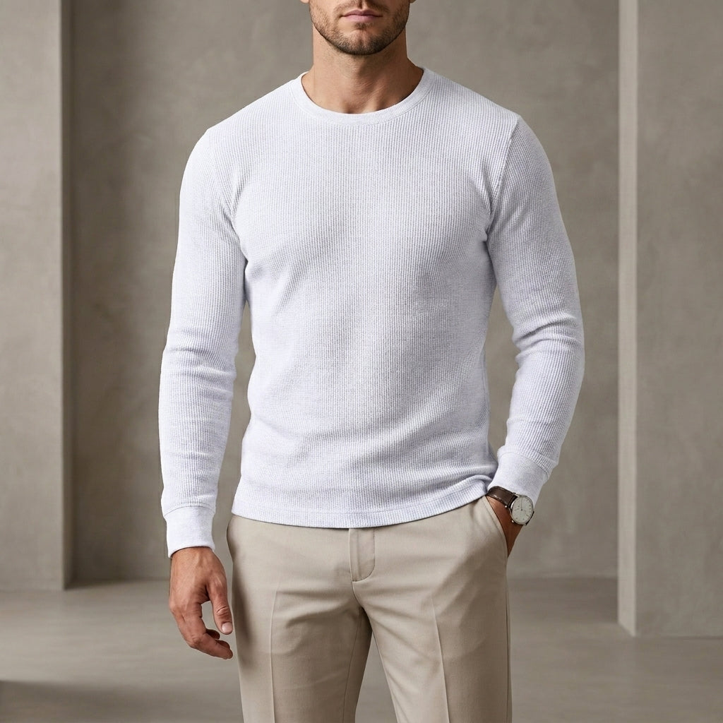 Ribbed Regular Fit Crewneck Knit Shirt for Men – Casual Comfort & Style