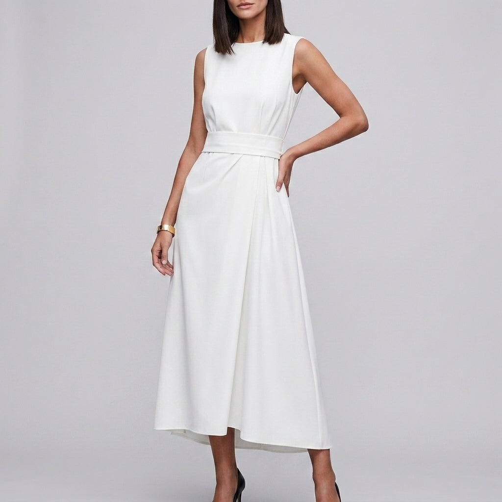 Elegant Sleeveless Midi Dress for Women – Timeless Sophistication & Graceful Style