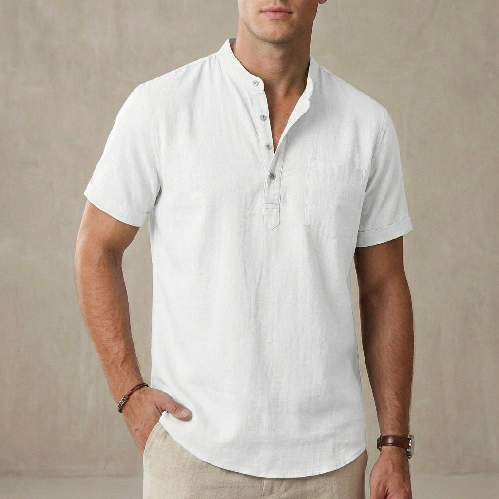 Relaxed Fit Henley Shirt for Men – Breathable & Casual Comfort