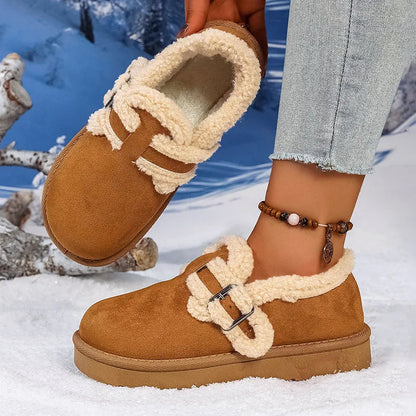 Giulia Comfort Fit Slip-On Shoes | Fleece Trim Buckle Low-Cut Slip-On Shoes