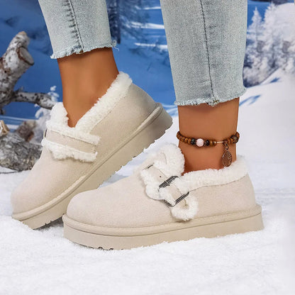Giulia Comfort Fit Slip-On Shoes | Fleece Trim Buckle Low-Cut Slip-On Shoes