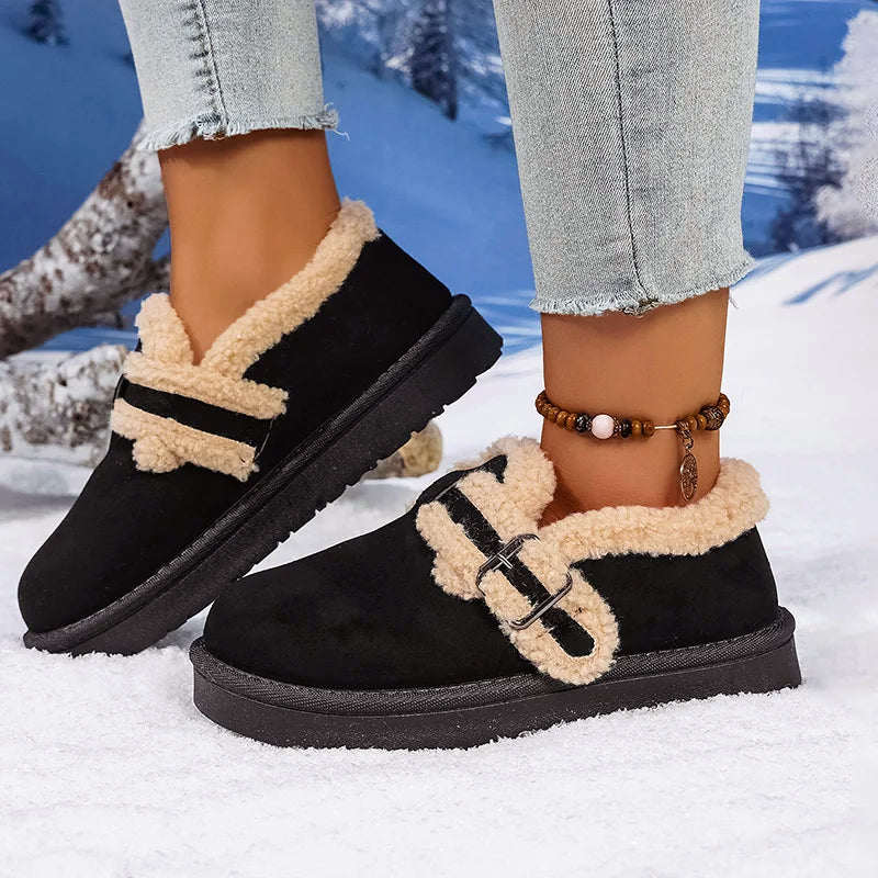 Giulia Comfort Fit Slip-On Shoes | Fleece Trim Buckle Low-Cut Slip-On Shoes