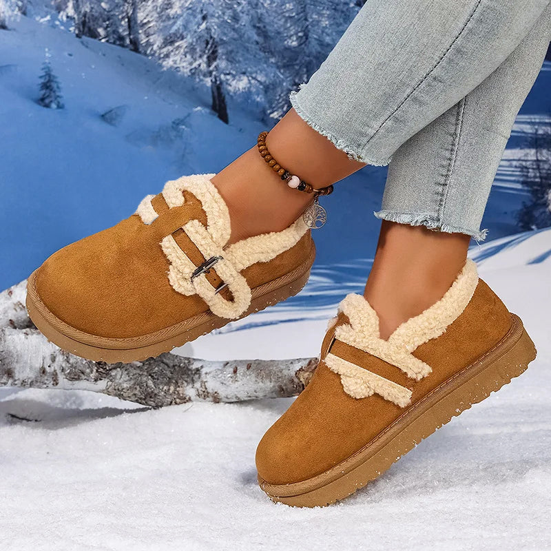 Giulia Comfort Fit Slip-On Shoes | Fleece Trim Buckle Low-Cut Slip-On Shoes