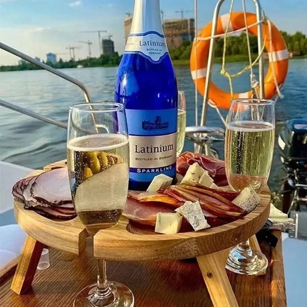 Folding Picnic Table With Integrated Wine Holder