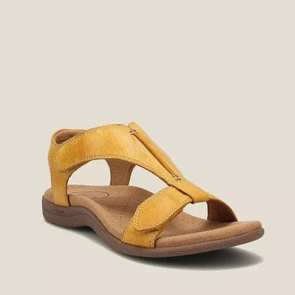 Women's Sandals - Genuine Leather - Comfortable with Supportive T-Strap - Adjustable Closure