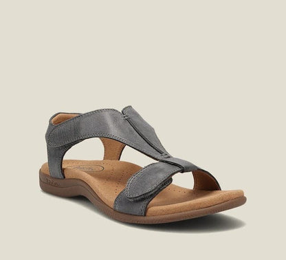 Women's Sandals - Genuine Leather - Comfortable with Supportive T-Strap - Adjustable Closure