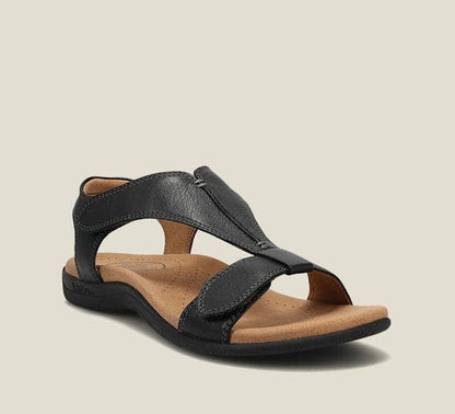 Women's Sandals - Genuine Leather - Comfortable with Supportive T-Strap - Adjustable Closure