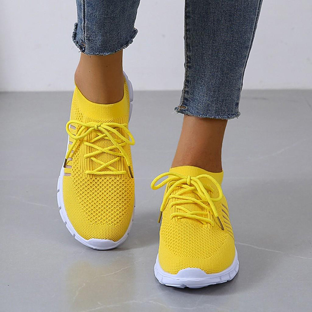 Women's Sneakers - Breathable Knit - Lightweight Shock Absorption - Lace Closure