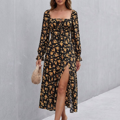 Square Neck A-Line Maxi Dress for Women – Feminine & Flattering Silhouette