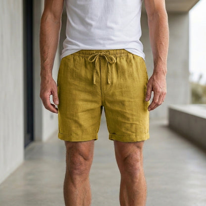 Relaxed Drawstring Linen Blend Shorts for Men – Lightweight Everyday Comfort