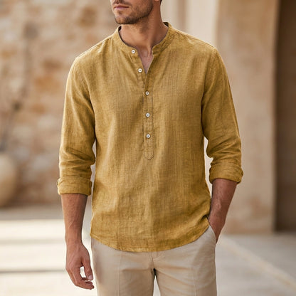 Relaxed Fit Henley Shirt for Men – Casual Comfort & Style