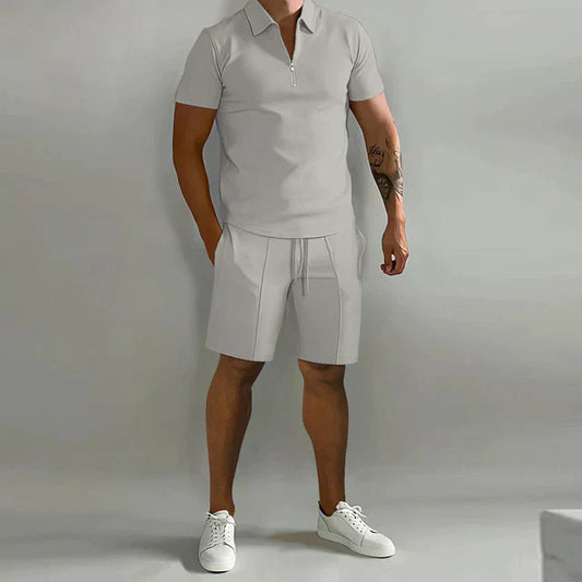 Men's Polo Shirt – Classic Fit – Breathable Material – Short-Sleeved with Zipper Collar