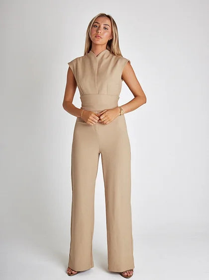 Olivette - Sleeveless jumpsuit with belt and wide legs